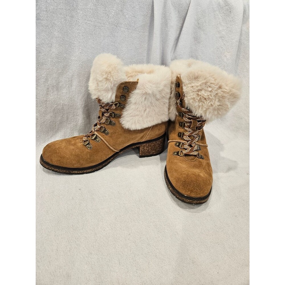 Aetrex Brooklyn Womens Boots Lace Up Faux Fur 9-9.5